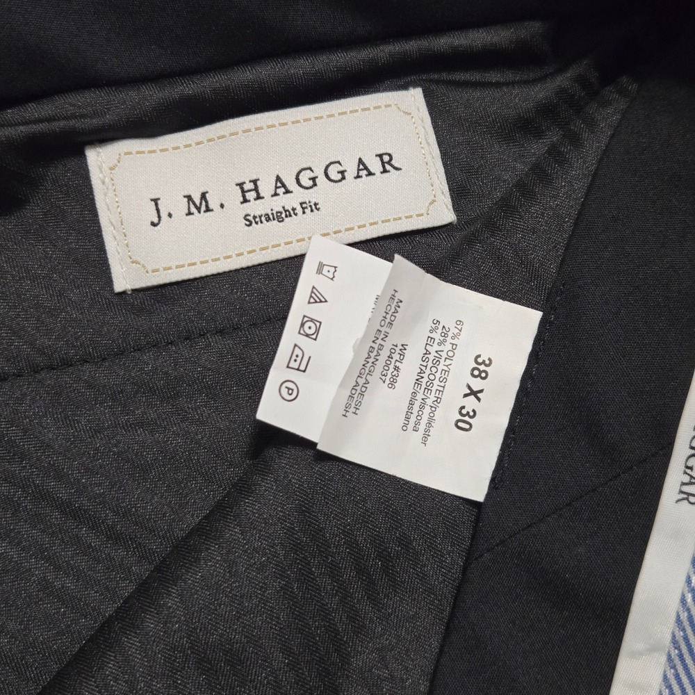 J.M. Haggar Dress Pants 38x30 Black Premium Flex Straight Fit Luxury Stretch - Picture 8 of 12